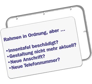 Ersatztafel für vorhandene Rahmenschilder