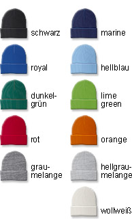 Strickmützen in verschiedenen Grundfarben