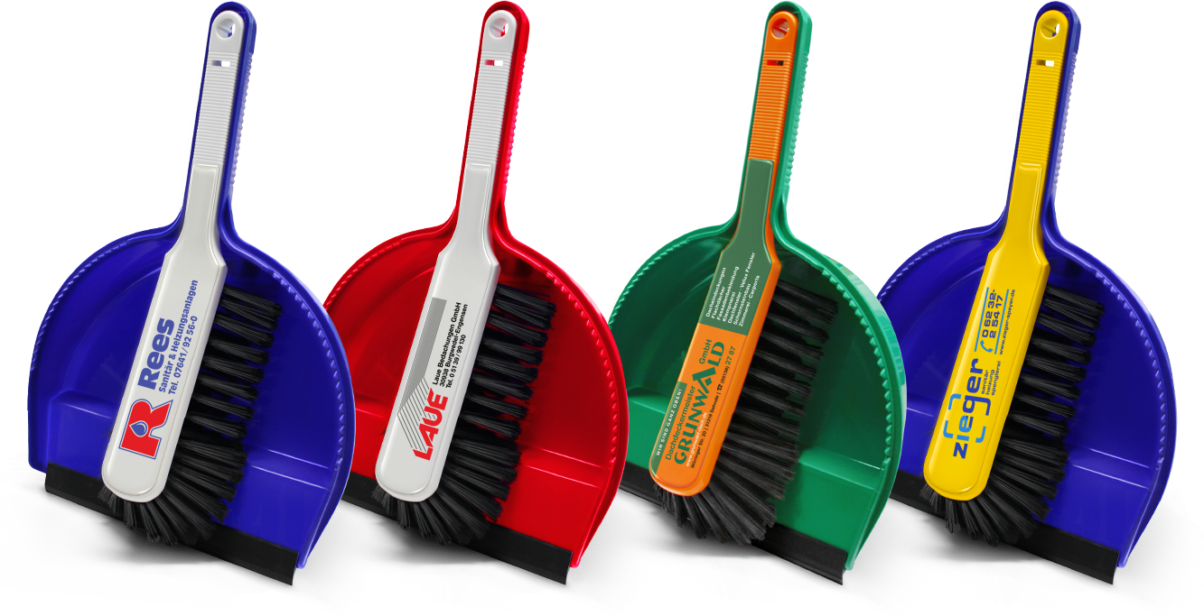 Kehrgarnituren mit Firmenlogo bedruckt